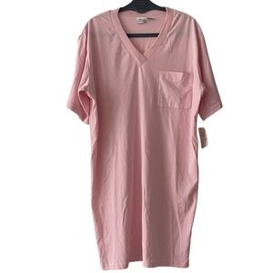 Simple Pleasures Pink Lds‎ V-Neck Sleep Shirt with Pocket OS NWT